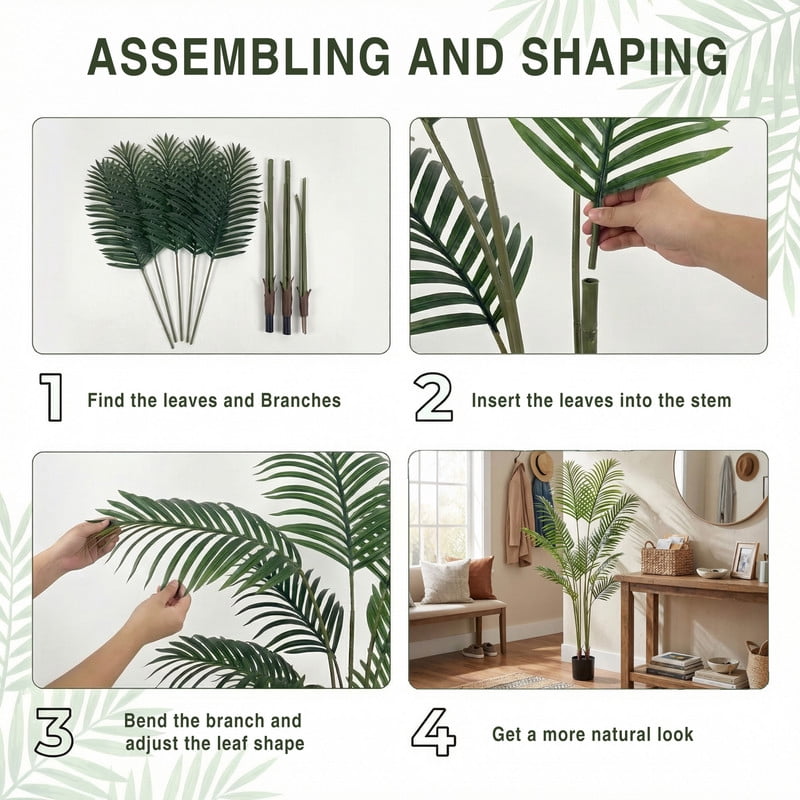 Easy4Home 5.3FT Artificial Plant Fake Tropical Palm Tree Potted Indoor Faux Floor Plant for Home Office Decor