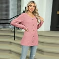 thumbnail image 5 of Womens - Sweaters 2025 Long Sleeve Henley Shirt Fall Casual Crewneck Tunic Tops Pink L, 5 of 8