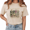 1-Beige, variant on Women's Pink Botanical Skull Vintage Washed T-Shirt Short Sleeve Crew S-2XL Relaxed Fit Top