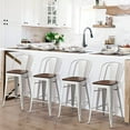 thumbnail image 4 of Andeworld Swivel Metal Bar Stools with Backs Counter Stools Set of 4 Counter Height Stools High Back Bar Chairs 26 Inch Bar Stools Farmhouse White, 4 of 9
