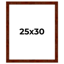 25x30 Walnut Brown Veneer Real Wood Picture Frame Width 1.75 inches | Interior Frame Depth 0.5