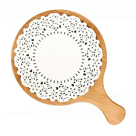 

POINTERTECK Wooden Pizza Tray Round Baked Pizza Plate Western Restaurant Tray with 100 Pcs Round Baking Greaseproof Paper