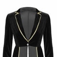 thumbnail image 4 of Cowsor Women Velvet Tailcoat Jacket Long Sleeve Lapel Collar One Button Closure Trim Swallow Tailed Mid Length Outerwear Halloween Themed Performance Stage Costume, 4 of 5