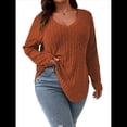 thumbnail image 3 of Suéter Informal de Punto con Cuello en V y Larga para Mujer, Talla Grande Color Naranja XXL, 3 of 10