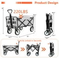 thumbnail image 6 of CL.HPAHKL Folding Wagon Cart, Utility Grocery Shopping Cart Collapsible Wagon with Two Drink Holders Lightweight Utility Garden Cart with Adjustable Handle for Beach, Shopping, Camping (42In H, Gray), 6 of 9