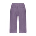 thumbnail image 5 of Bermuda Shorts for Women Petite Cotton Linen Knee Length High Waisted Pull On Baggy Shorts with Pockets Summer Casual Lounge Side Split Pants Purple XL, 5 of 5