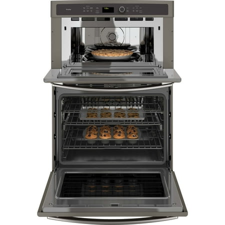 GE Profile - 30" Built-In Double Electric Convection Wall Oven with Built-In Microwave - Slate