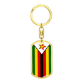 thumbnail image 4 of Zimbabwe Flag Swivel Keychain Dog Tag Stainless Steel or 18k Gold, 4 of 10