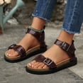 thumbnail image 2 of Rokment Womens Orthopedic Cork Footbed Walking Sandals Comfortable Leather Buckle Fisherman Dress Sandals Platform Flat Low Heels Beach Summer Footwear Red Size 7.5, 2 of 7