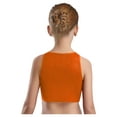 thumbnail image 2 of Miutii Kids Girls Shiny Metallic Shiny Round Neck Hip-hop Jazz Ballet Dance Crop Tank Tops Gymnastics Sports Vest Orange 5-8, 2 of 3
