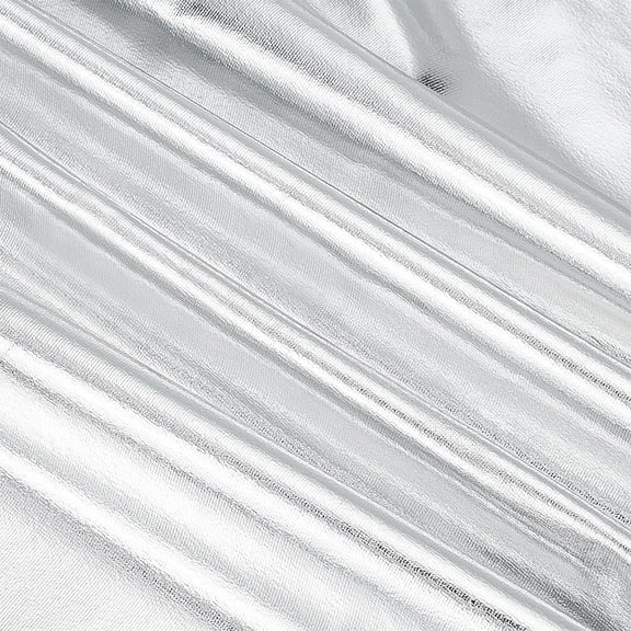 39 inch Metallic Foil Fabric Silver Stretch Shiny Fabrics 1.7 Yards Wide Polyester Spandex Stretch Fabrics Foil Sewing Cloth Lame Fabric for Dancewear Crafts Costumes Decor grey