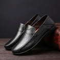 thumbnail image 3 of Go Tour Men's Premium Genuine Hand-made Leather Casual Slip on Loafers Breathable Driving Shoes Fashion Slipper A Black 11/47, 3 of 9