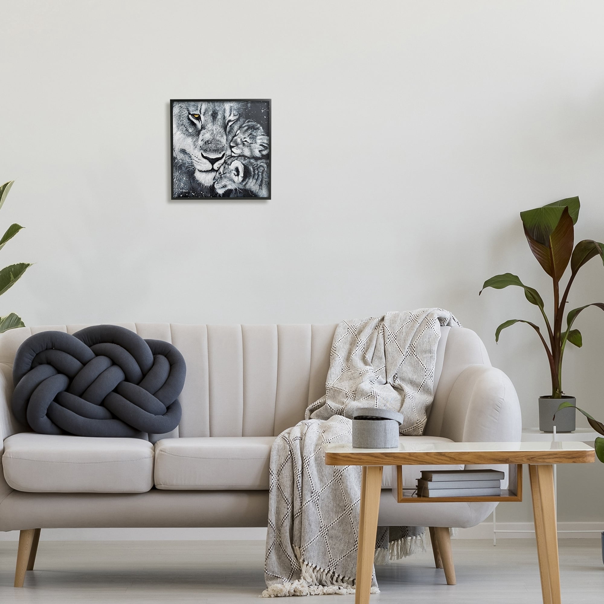 Stupell Industries Loving Baby Tigers Cuddling Mother Monochrome Portrait , 17 x 30, Design by Britt Hallowell