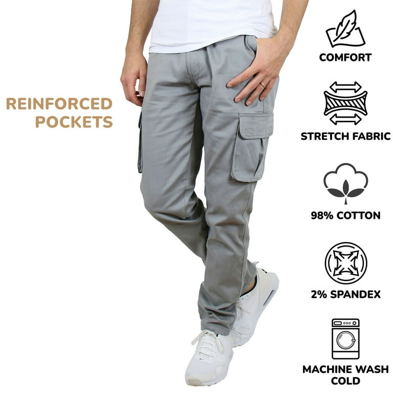 【mnem】Adjust Cotton Cargo Pants 3-Pack Men's Flex-Stretch Cotton Cargo Pants, 31-Inch Inseam