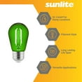 thumbnail image 2 of Sunlite LED S14 String Light Bulb, 2 Watts (25W Equivalent), Medium E26 Base, Party Decoration, Holiday Lighting, Transparent, Dimmable, UL Listed, Green, 6 Count, 2 of 5