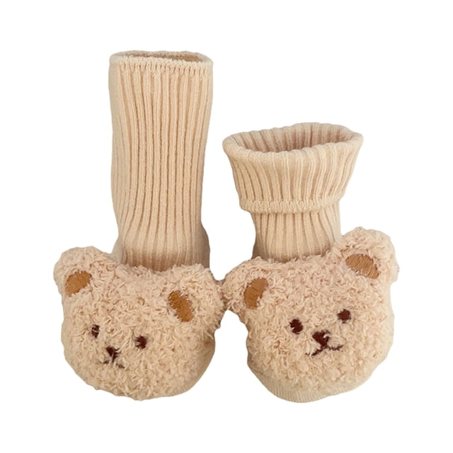 Sunloudy Baby Socks Cartoon Bear Long Knitting Spring Fall Winter Anti Slip Socks Infant Socks 3-6 Months