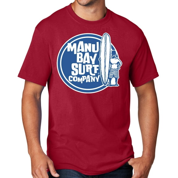Men's Manu Bay SURFER DUDE T-shirt, Large Red - TALL
