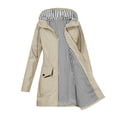 thumbnail image 2 of Women's Waterproof Windproof Rain Jacket Hooded Loose Fit Coat With Pocket Outdoor Casual Jacket Raincoat for Hiking Travel | CSEONE,Khaki XL, 2 of 9