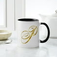thumbnail image 4 of CafePress - Monogram P Gold Faux Foil Monograms Metallic Mugs - 11 oz Ceramic Mug - Novelty Coffee Tea Cup, 4 of 4