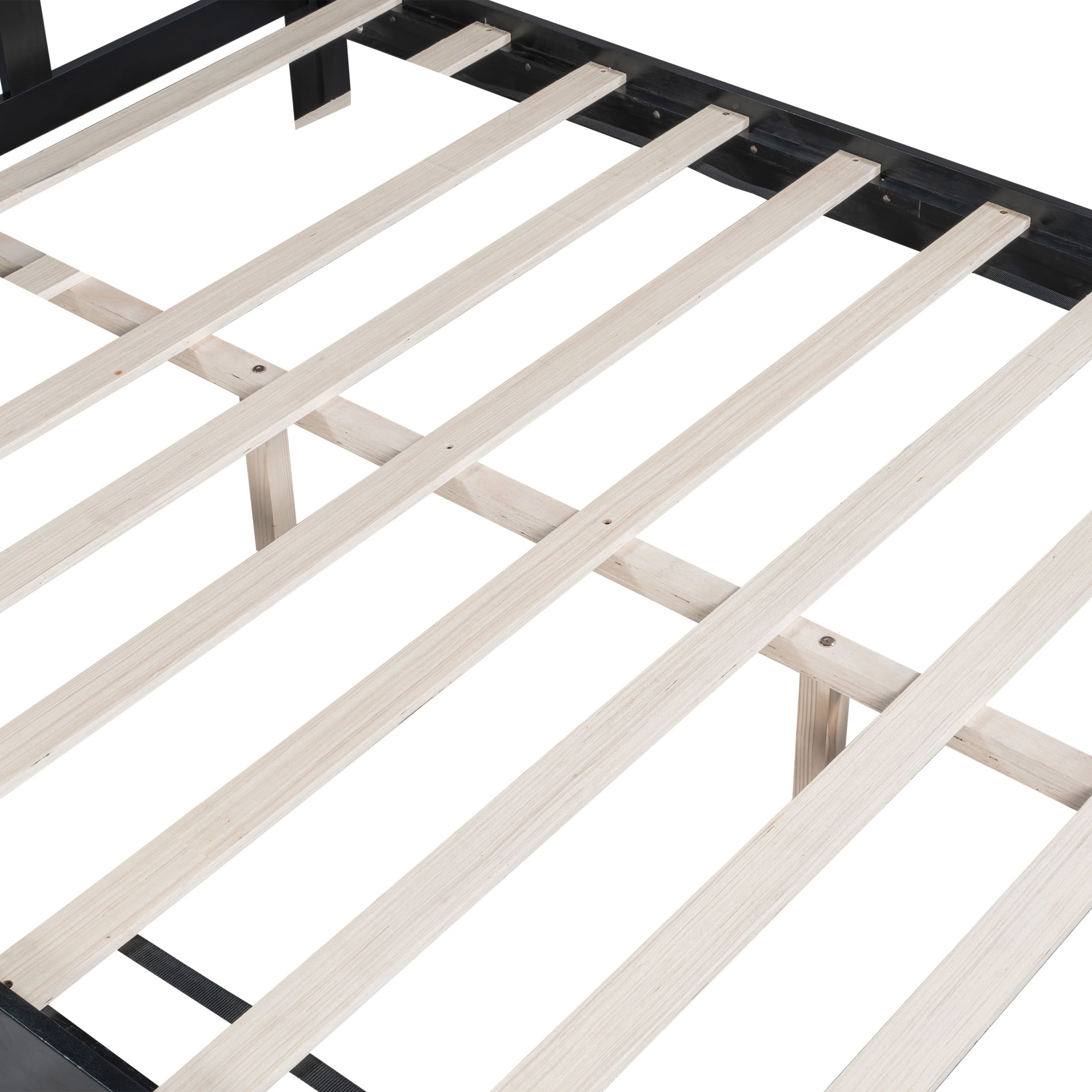 Christopher Knight Home Vintage King Platform Bed Frame with Upholstered Headboard, Black+Navy Blue
