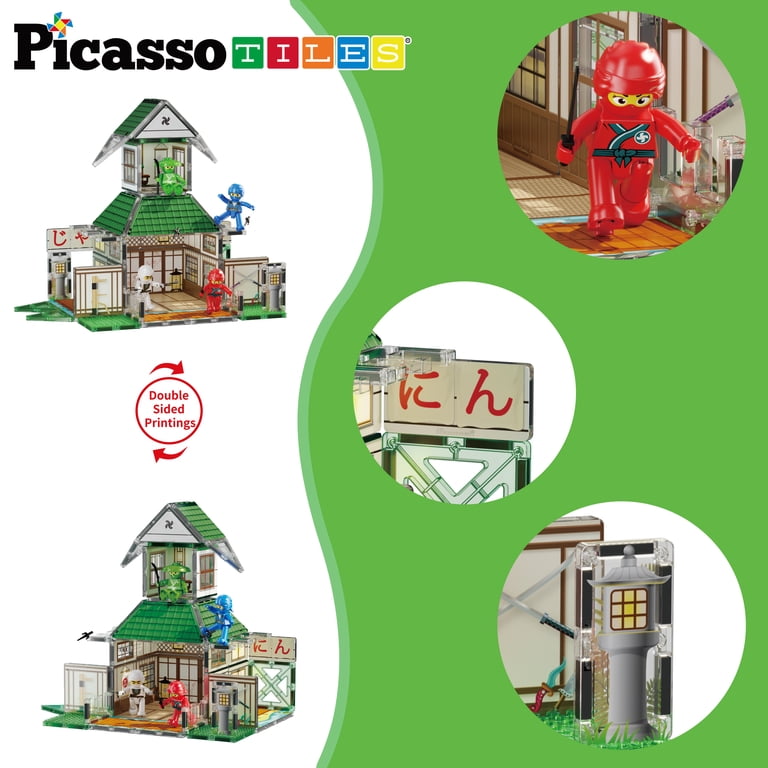 PicassoTiles Magnetic Tiles for Kids – Ninja Dojos House Theme