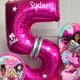 thumbnail image 5 of 44 globos de fiesta con temática de princesa Barbie de color rosa, globos de aluminio con números del 1 al 9 para decoración de fiestas de cumpleaños de niñas princesas, 5 of 5