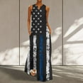 thumbnail image 2 of IROINNID Women's V-Neck Shift Dress Sleeveless Summer Pockets Independence Day Print Mid Calf Dress Full-Length Dress, 2 of 6