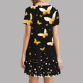 thumbnail image 6 of Mustard Yellow Teen Girls Butterfly Graphic Loose Fit Boat Neck Spandex Dresses for Women Short Sleeve Midi Knee Length Brunch Summer Fall 2025 Clothing Trendy XXL, 6 of 6