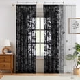 thumbnail image 6 of Exultantex Black Embroidered Leaf Sheer Curtains, Rod Pocket, 54x84 Inch, 6 of 6