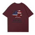 thumbnail image 5 of Dwralegc USA Short Sleeve T Shirt Women USA Short Sleeve Tops American Flag Print Patriotic Apparel Plus Size T-Shirt Crewneck Casual Printed T Shirt Wine L, 5 of 5