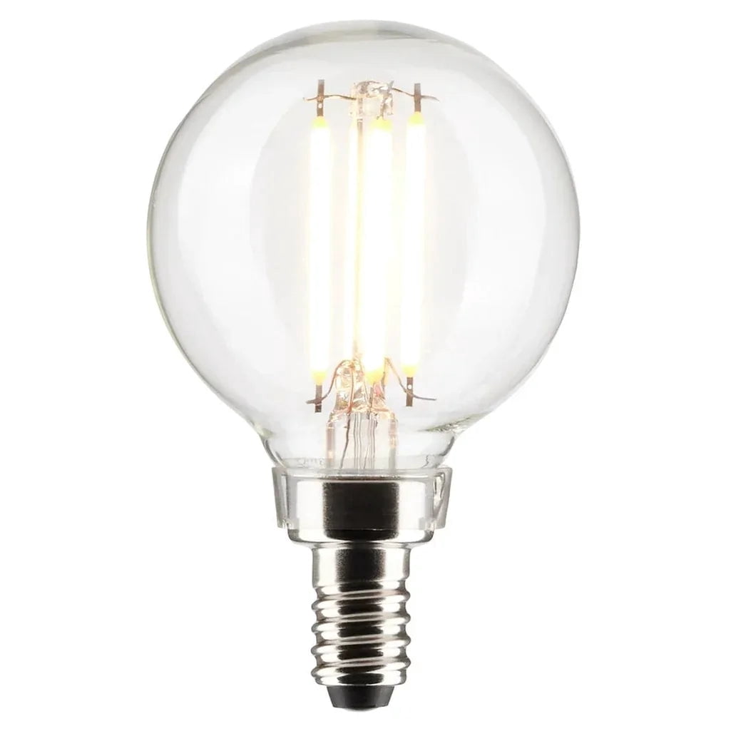 Satco S21204 G16.5 Globe LED Light Bulbs 4W 120V 2700K 90CRI E12 Candelabra Base Dimmable (6 Pack)