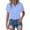 Blue, variant on Women's Crinkle Gauze Button-Down Shirt Short Sleeve Rolled Cuff Split Hem Casual Cotton Blouse