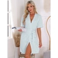 thumbnail image 3 of DARING DIVA Bathrobe Waffle Terry Shawl Collar Tie Short Sleeve L Blue, 3 of 7