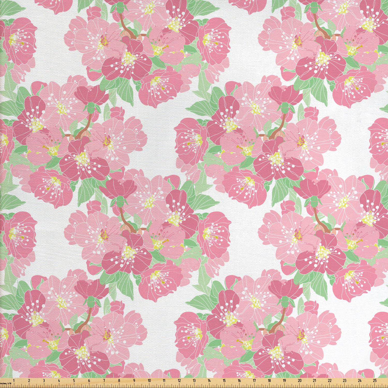 Cherry Blossom Fabric by The Yard, Symbolic Japanese Tree Burst out