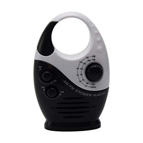 Radio de ducha a prueba de agua, altavoz de botón AM FM de ducha de volumen ajustable de 3V 0,5 W, altavoces de ducha de baño Radio inalámbrica con asa superior