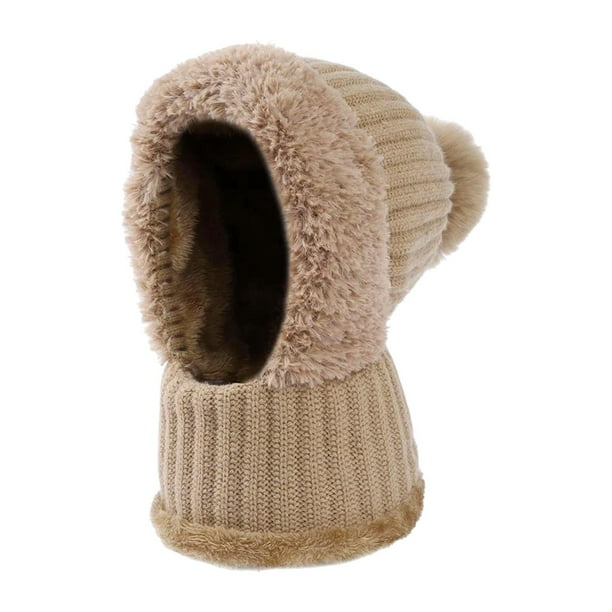 Gorro de invierno para mujer, gorro de esquí, cómodo calentador de cuello, protección para las orejas. Caqui
