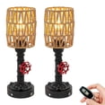 thumbnail image 1 of FSLiving Rechargeable Battery Operated LED Fireplace Lamps by Remote RV Industrial Table Lamp,Steampunk Retro Natural Twine Braiding Dimmable Edison Pipe Rustic Desk Lamp Hallway 2 Lights, 1 of 8