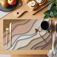 thumbnail image 2 of Brown Ombre Placemats Set of 4, Modern Geometric Abstract Cream Washable Wipeable Table Mats for Dining Tables, Indoor Outdoor Kitchen Place Mats for Holiday Party Table Decor, 2 of 9