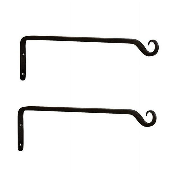 ACHLA Designs TSH-10-2 15 in. Straight Upcurled Bracket, Black - Pack of 2