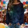 thumbnail image 2 of Arlun Nebula Galaxy Print Ribbing Tops for Women Crew Neck Oversized Long Sleeve Pullover Shirt Soft Comfortable Casual Trendy Blouses 2026 Carnival Party Fashion Outfits 13-Dark Blue M, 2 of 5