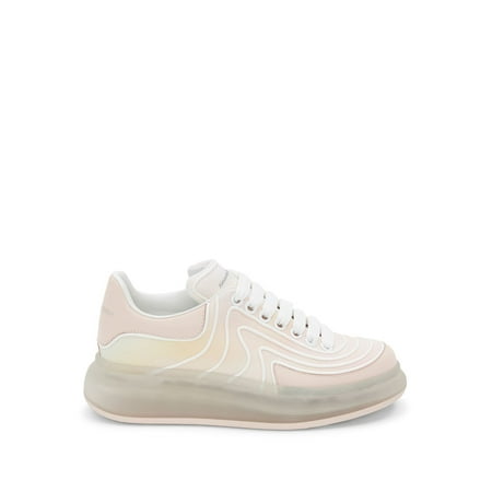 

ALEXANDER MCQUEEN Womens Pink Translucent Sole Logo Comfort Mixed Media Round Toe Wedge Lace-Up Sneakers 39.5