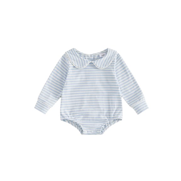 Cenuakty Baby Boys Girls Romper Sleeveless Doll Collar Stripes Print Bodysuit Newborn Playsuit