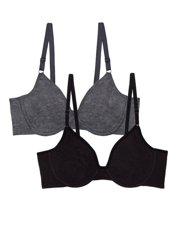Women's Unlined Underwire Cotton Stretch Extreme Comfort Bra, Style FT920, 2-Pack