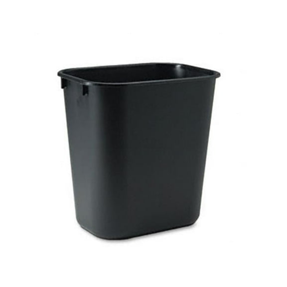 Soft Molded Plastic Wastebasket  Rectangular  3 1/2 gal  Black