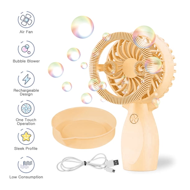 Ventilador de mano y soplador de burbujas 2 en 1 Mini Personal