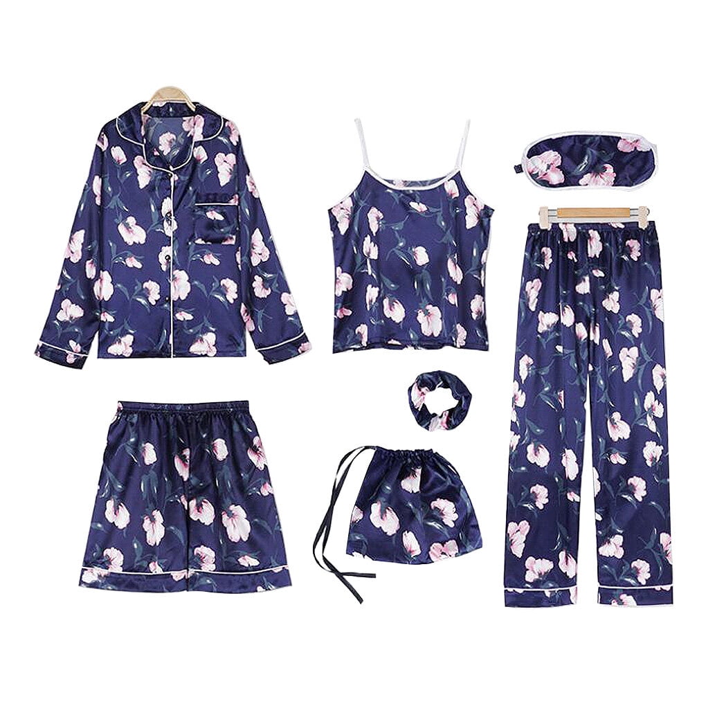 babydream1 7pcs Sleepwear Set Printed Nightdress Shorts with Hairband Girl Suit Woman Vest Shorts with Hairband Girl Pajamas Set M