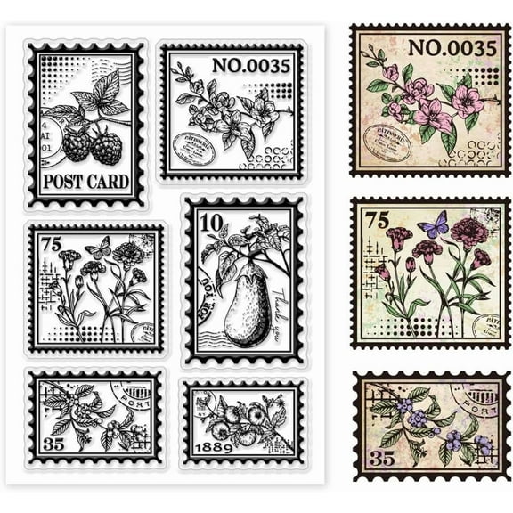 Plant Clear Stamps PVC Plastic Transparent Stamps Raspberry Petunia Blueberry Stamps Greeting Card Stamps Sealed Stamps for DIY Scrapbooking Album Decorating Card Craft Making