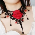 thumbnail image 3 of Collar gótico Lolita de estilo oscuro, collar gargantilla de cadena de clavícula con rosa vintage para mujer, 3 of 6