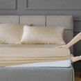 thumbnail image 3 of Satin Silk Fitted Sheet Luxury Solid Color Mattress Cover Elastic Band Double Bed Sheet Bedspread Cover Queen King Size Teal, 3 of 3