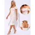 thumbnail image 2 of DARING DIVA Midi Cocktail Bodycon Square Neck Printed Dress L Light Pink, 2 of 6